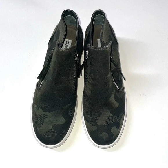 Steve Madden Caliber Wedge Knit Camo Sneakers Shoes Double Zip Size 8.5M - Picture 2 of 5